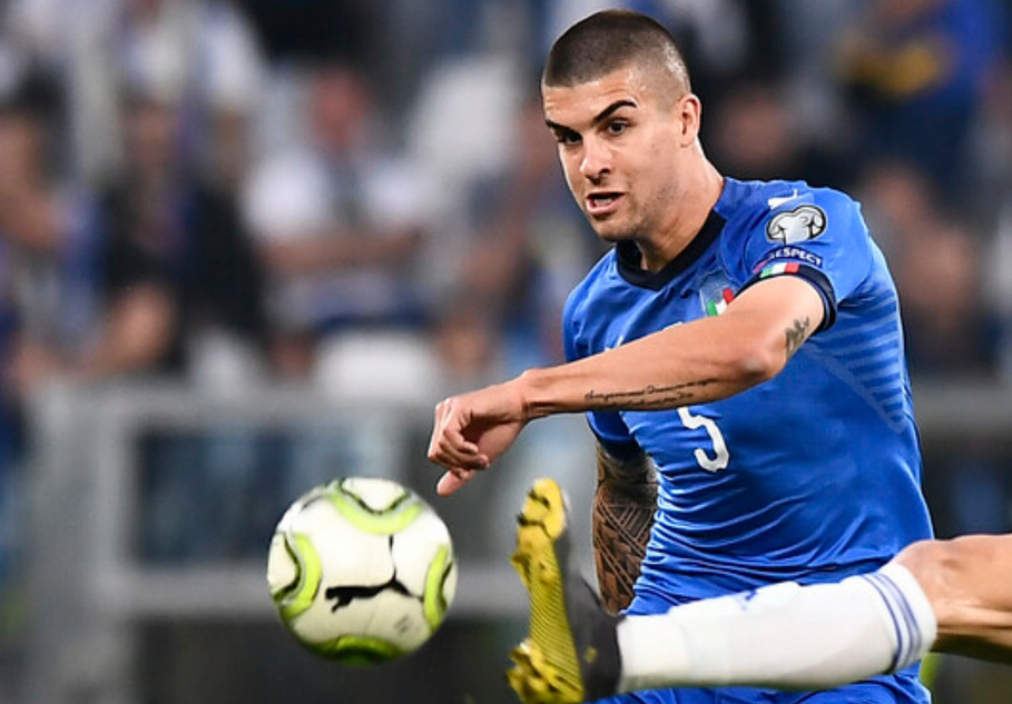 Gianluca Mancini representing Italy ahead of the Nations League match against Belgium