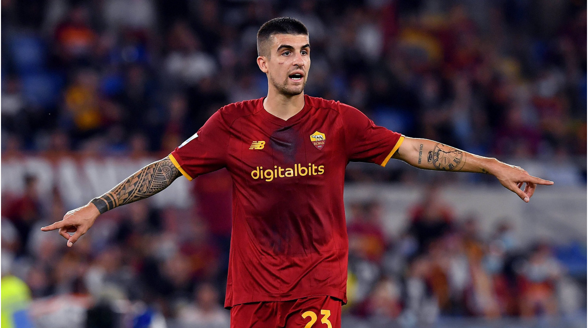 Gianluca Mancini celebrates Roma’s 2-0 Serie A victory over Torino