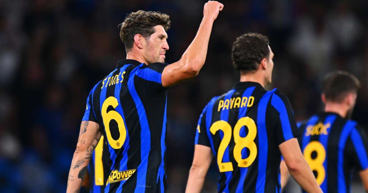 Inter defender John Stones in action before being ruled out of the Roma match with a hamstring injury