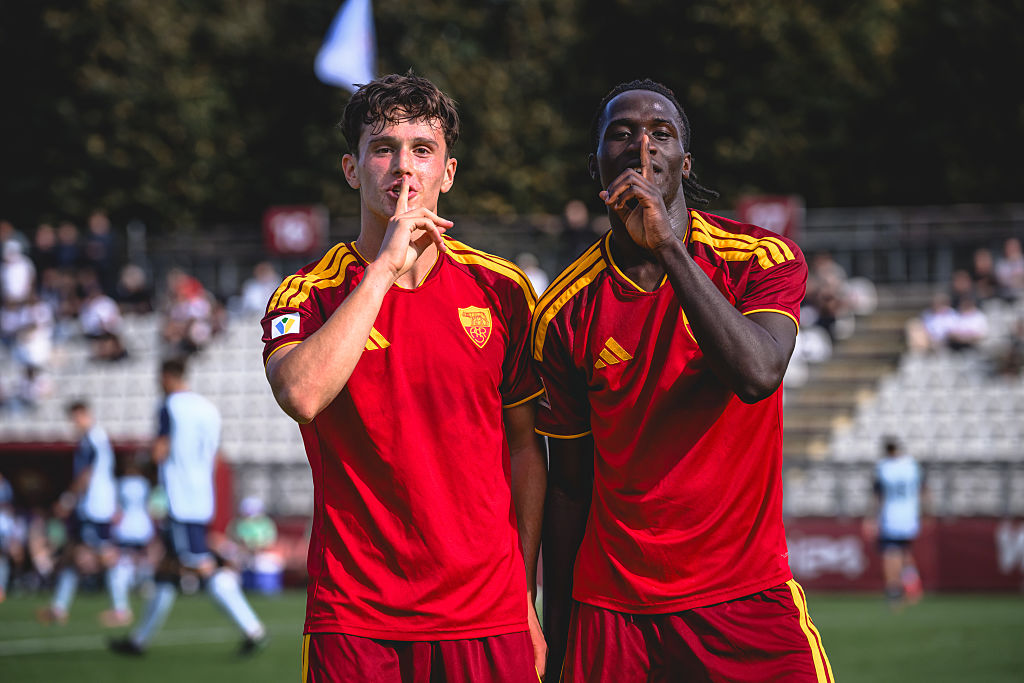 Roma Primavera players during their Youth League match against Slovan Bratislava