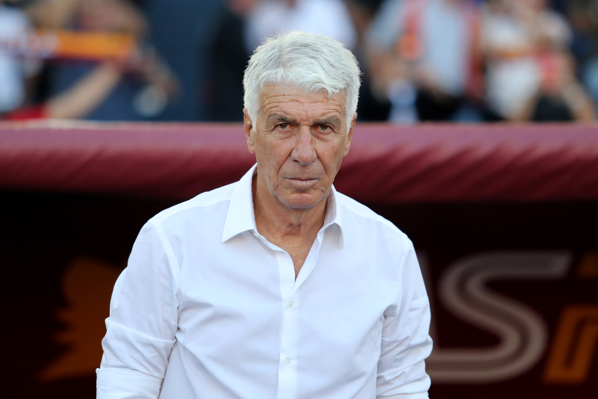 Gian Piero Gasperini speaking before Roma’s Serie A match against Como