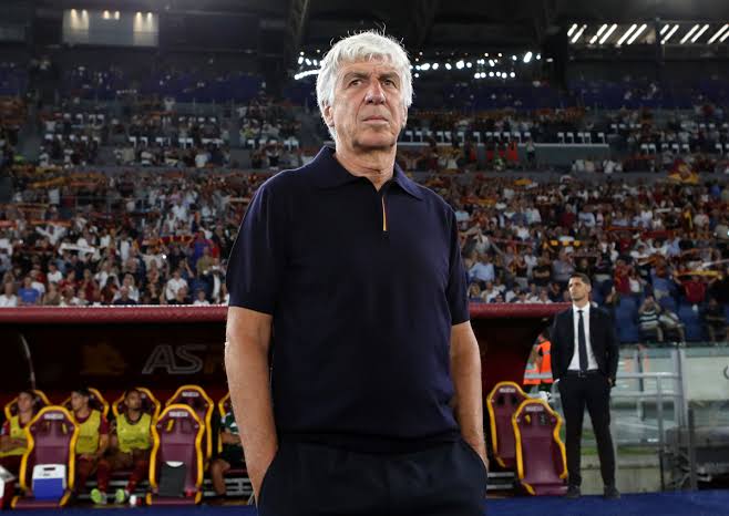 Gian Piero Gasperini on the touchline at the Stadio Olimpico
